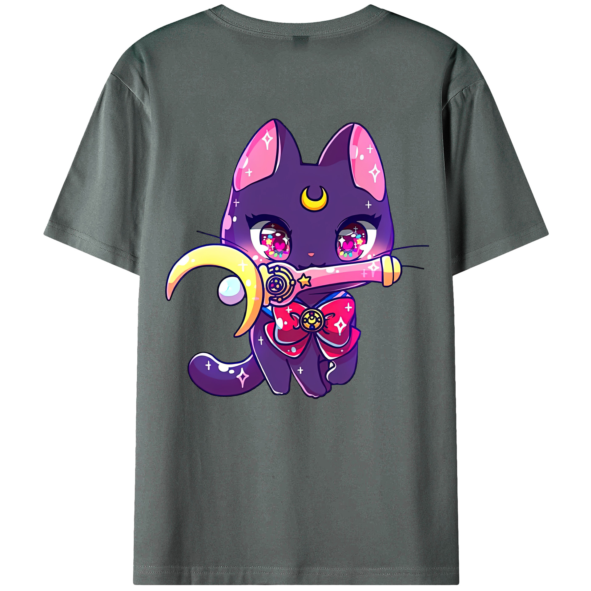 （画像用） 美少女戦士セーラームーン Sailor Moon 綿100％ メンズ半袖Tシャツ（バックプリント） 通気性